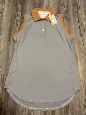 NWT Peter Millar Womens Small Sleeveless Golf Polo UPF 50+ Striped Shirt
